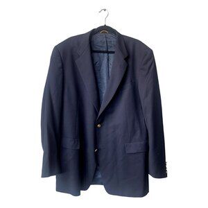 Hart‎ Schaffner & Marx Gold Trumpeter Wool 46L Navy Blue Gold Button Suit Blazer